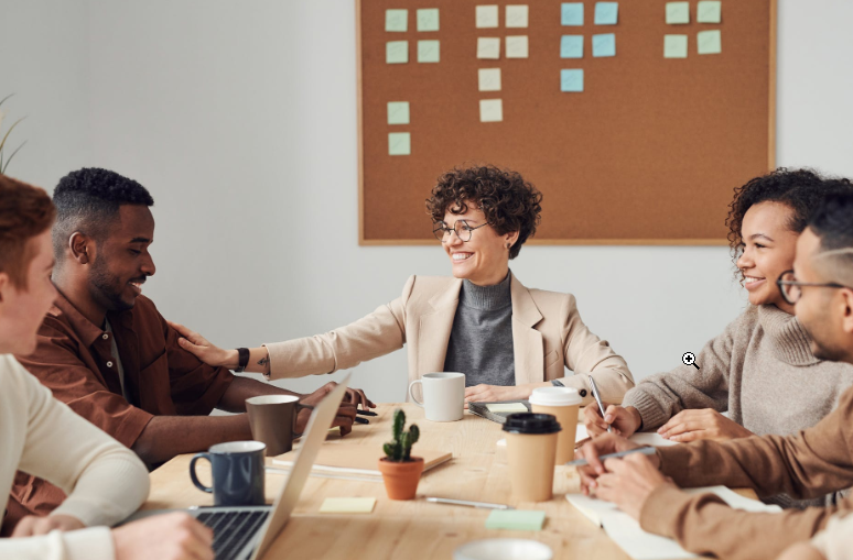 Employees in a meeting