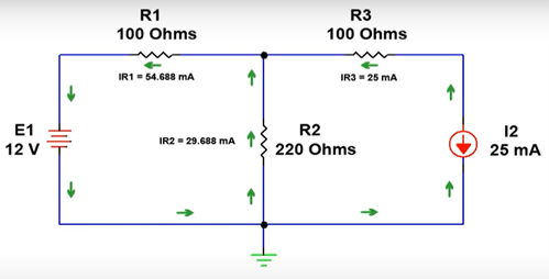 Net resulting resistor currents