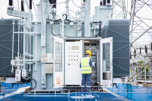 Technician performing and inspection